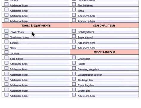 Garage Inventory Checklist Printable Pdf By Mom Money Map Tpt