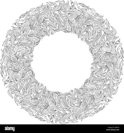 Floral Wreath Coloring Page High Resolution Stock Photography and ...