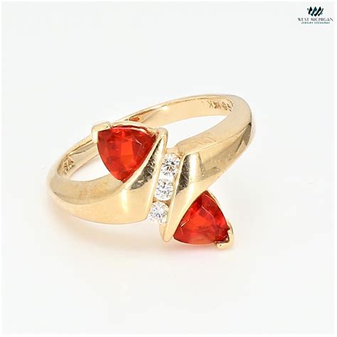 14K Yellow Gold Diamond Garnet Ring| 4.8 Grams| Size 6.75" - R072016R ...