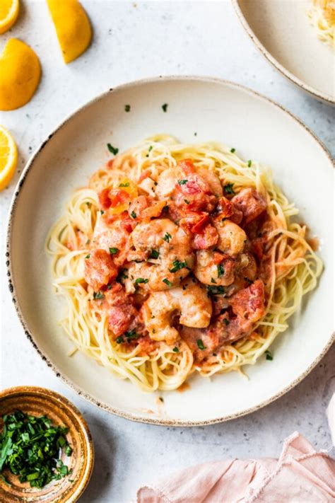 Angel Hair Pasta With Shrimp And Tomato Cream Sauce Delish