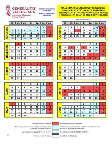 Calendario Escolar Gva