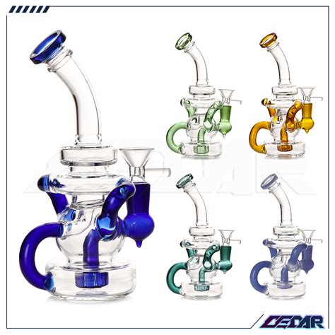 Wholesale 9 5 Inches Heady Glass Smoking Water Pipe Glass Bubbler Hookah Glass Recycler Oil Dab