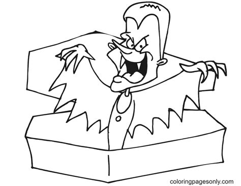 Vampire Rising From Coffin Coloring Page Free Printable Coloring Pages