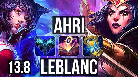 AHRI Vs LEBLANC MID 7 0 14 69 Winrate Rank 6 Ahri Godlike KR