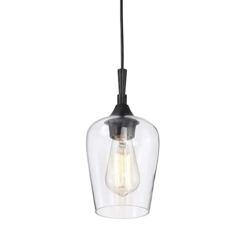 Edvivi Arlo 1 Light Matte Black Modern Mini Pendant With Clear Glass Shade Epj2925bk The Home