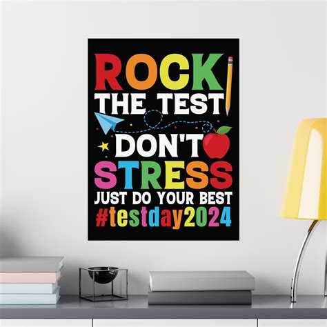 Rock The Test Classroom Poster Testing Day T For Teachers Frameless Wall Art Homeschool Décor