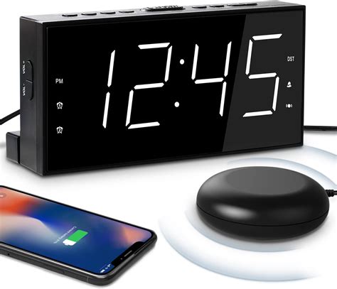 Anjank Extra Loud Alarm Clock With Wireless Bed Shaker Vibrating Dual Alarm For