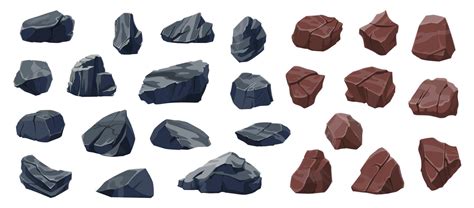 Cartoon rock stones and boulders, rubble, gravel 21630530 Vector Art at Vecteezy