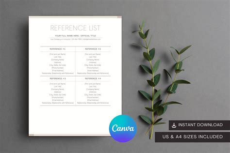 Reference List Canva Template Minimalist Reference List Template