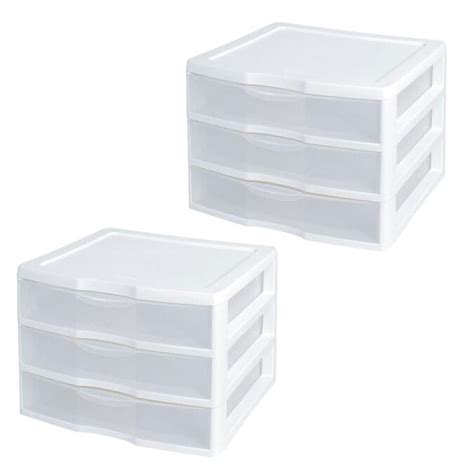 Sterilite Corporation Compartment 3 Drawers Stackable Plastic Drawer In