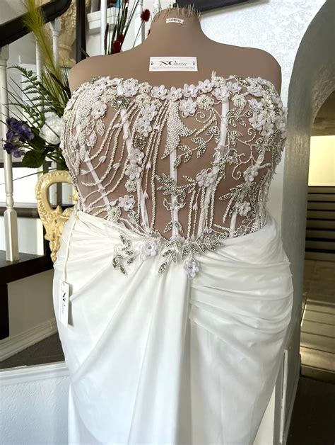 Plus Size Nude Beaded Wedding Dress With Built In Corset By Ndiritzy Ndiritzy
