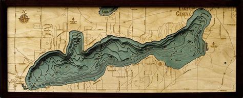 Bathymetric Map Lake Geneva, Wisconsin - Scrimshaw Gallery