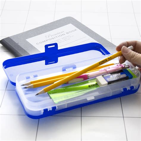 Bazic Plastic Pencil Case 8 Double Deck Utility Storage Box Assorted