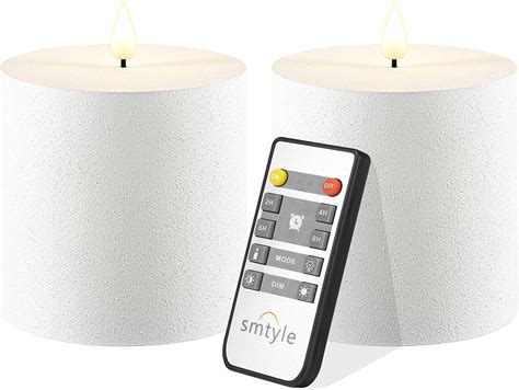 Smtyle 4x4 White Flameless Pillar Candles Set Of 2 Led Flickering Battery Operated