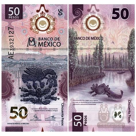 2021 Billet Polymère Mexique 50 Pesos Foundation Of Tenochtitlan