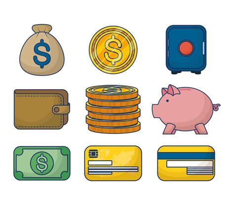 Money And Finances Icon Set 1750312 Vector Art At Vecteezy