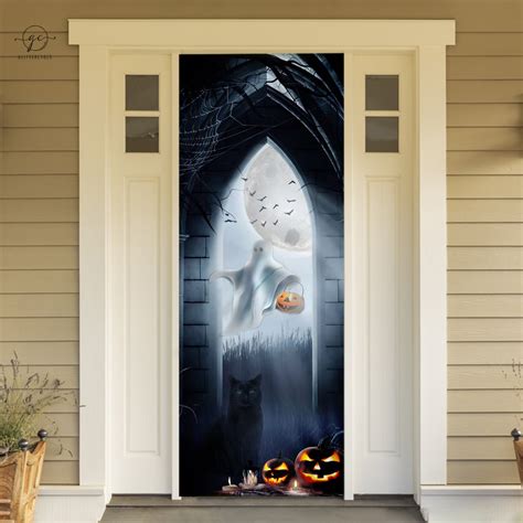 Halloween Door Cover, Ghost Door Cover, Happy Halloween Door Decoration ...