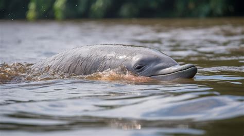 Un Dauphin Nageant Dans Le Fleuve Amazone Photo Premium