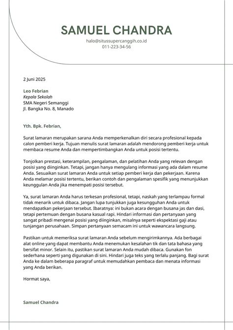 Contoh Cover Letter Dalam Bahasa Inggris Contoh Surat Resmi