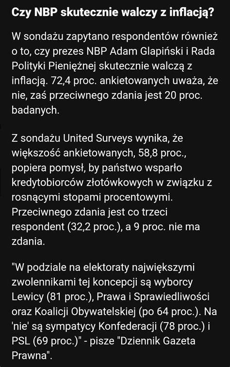 W Sonda U Zapytano Ludzi Czy Rz D Dobrze Walczy Z Inflacj Wynik