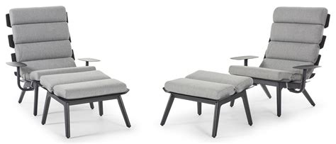 Olvera Loungeset Met Poef In Zwart Aluminium Met Grijs Weather