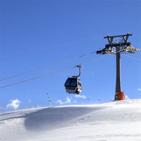 Gondola Lift On Ski Resort At Windy Sun Day Stock Photo - Image of ...