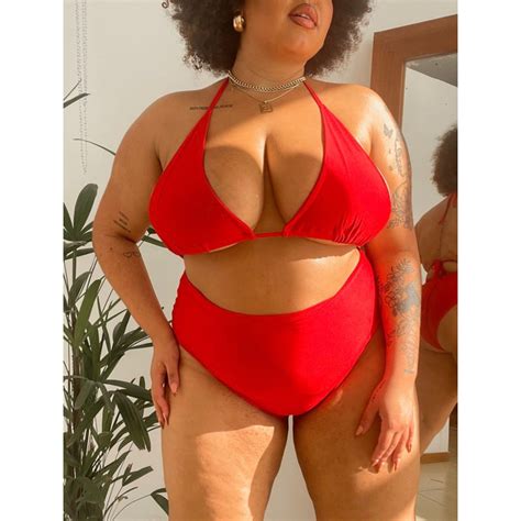 Biquini Plus Size Cintura Alta Hot Pants Cortininha Moda Praia Ver O Conforto Shopee Brasil