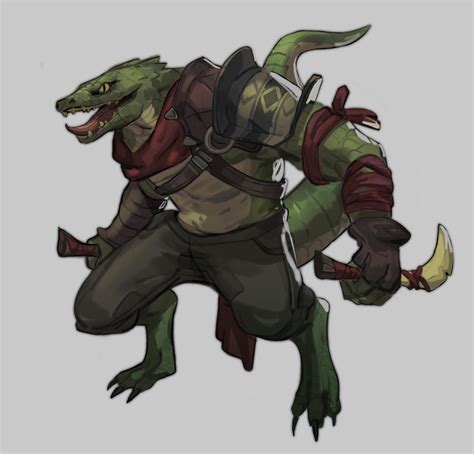 [OC] Lockjaw, Rogue Lizardfolk : characterdrawing