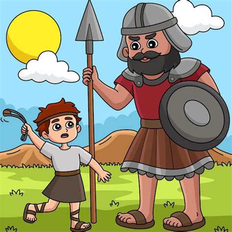 Premium Vector | This cartoon clipart shows a David and Goliath ...