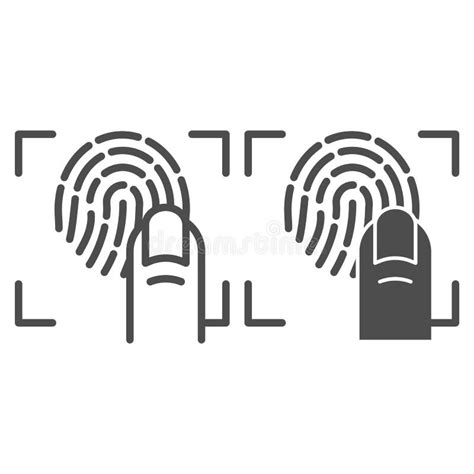 Fingerprint And Key Line Icon Print Identification Access Vector