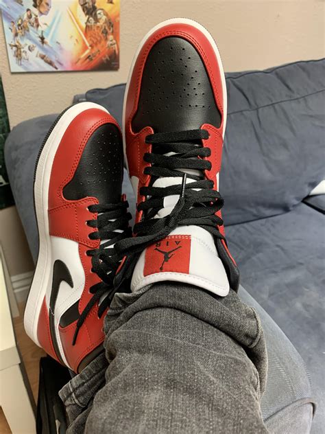 Air Jordan Mid 1s Chicago Black Toe Colorway Love Wearing My Jordans