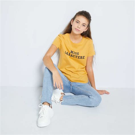 T Shirt Imprim Co Con U Fille Adolescente Jaune Kiabi