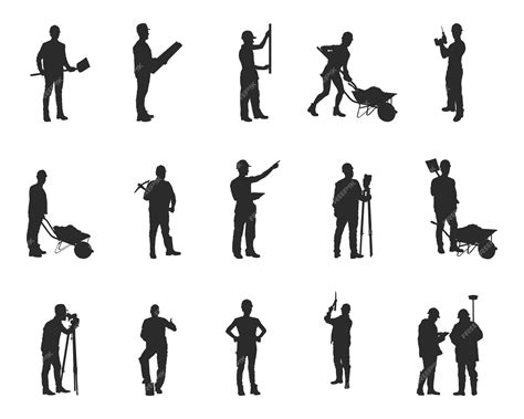 Construction worker silhouettes worker silhouettes | Premium Vector