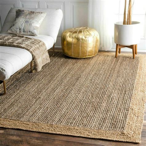 Tapis 100 Jute Rectangle Natural Braided Floor Mat Handmade Etsy