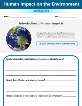 Earth Day Human Impact On The Environment Webquest Activity By Learning