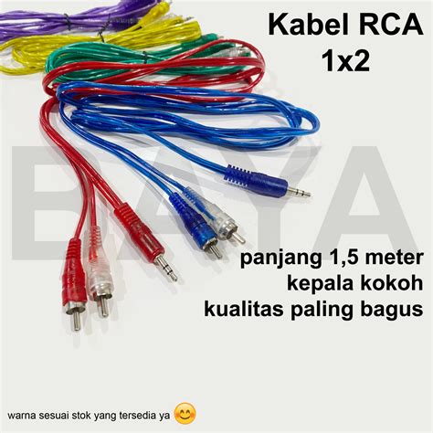 Kabel Audio Rca X Jek Jack Mm M Aux Ke Warna Biru Merah