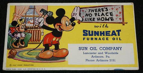 Good 1940s Mickey And Minnie Mouse Sunheat Sunoco Oil Ink Blotter Wdp