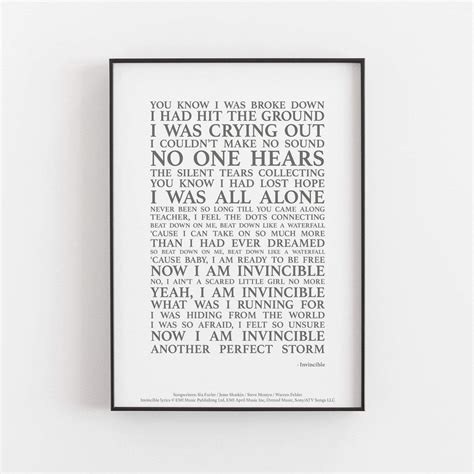 Kelly Clarkson A4 (29.7cm x 21cm) / Grey Invincible Song Lyrics Print Song Lyric Print, Lyric ...