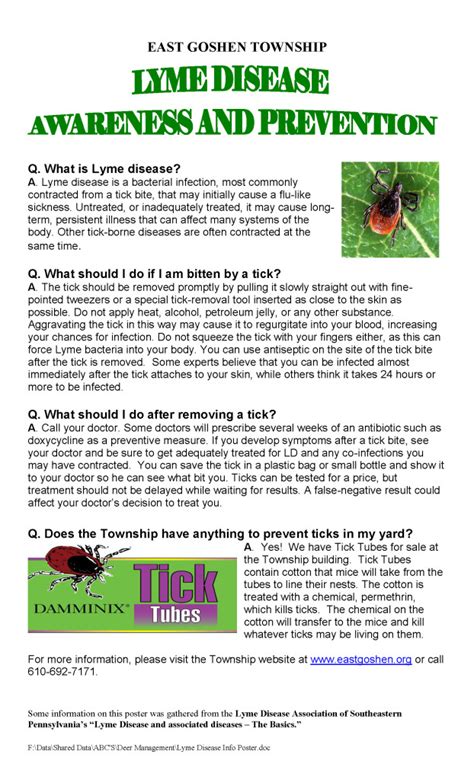 Lyme Disease Info Poster East Goshen Township