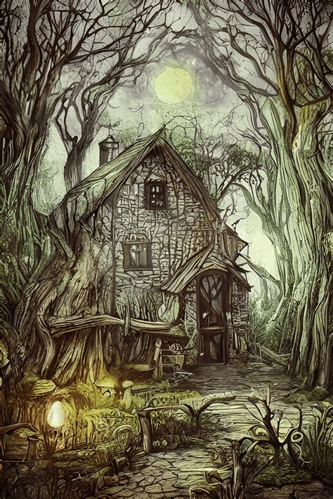 Witch S Cottage By The Swamp Graphic · Creative Fabrica