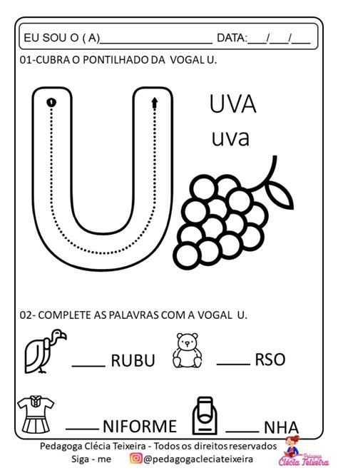 Atividades Com Vogais Educação Infantil Clécia Teixeira