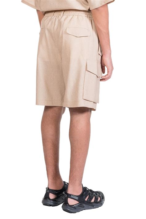 Lownn Beige Printed Wool Cargo Shorts Ujng