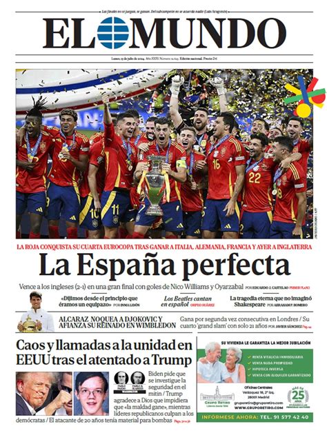 Portada De EL MUNDO Del Lunes 15 De Julio De 2024 Medios