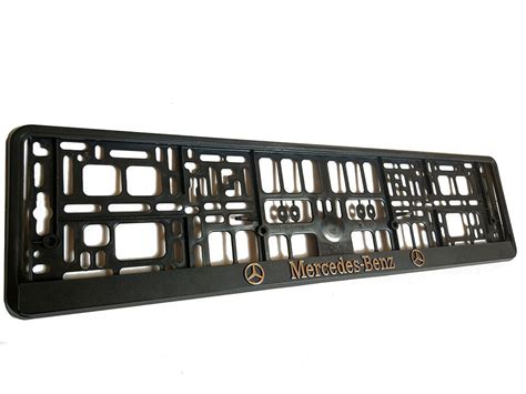 Black 3D Mercedes Benz European Euro License Number Plate Holder Frame