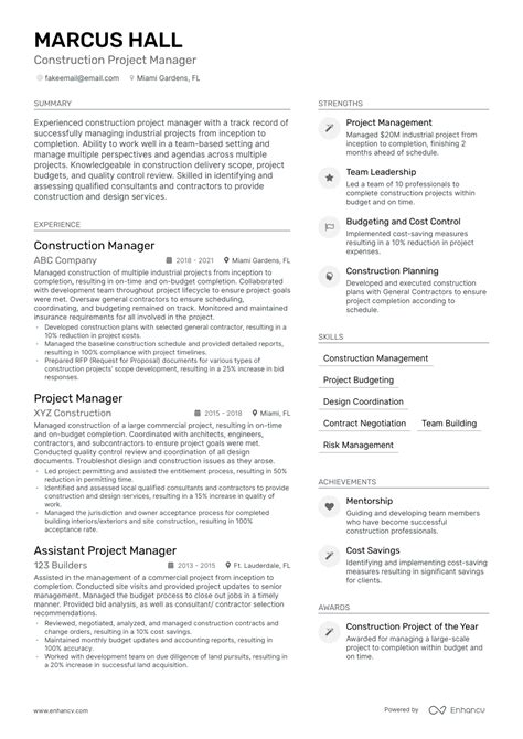 9 Construction Project Manager Resume Examples And Guide For 2023