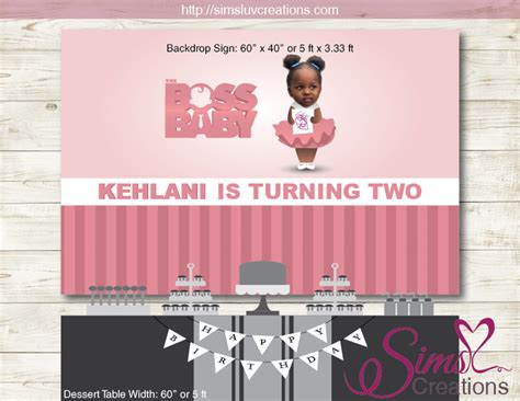 BOSS BABY STACI PRINTABLE BIRTHDAY BACKDROP BANNER | PINK BOSS BABY GI ...