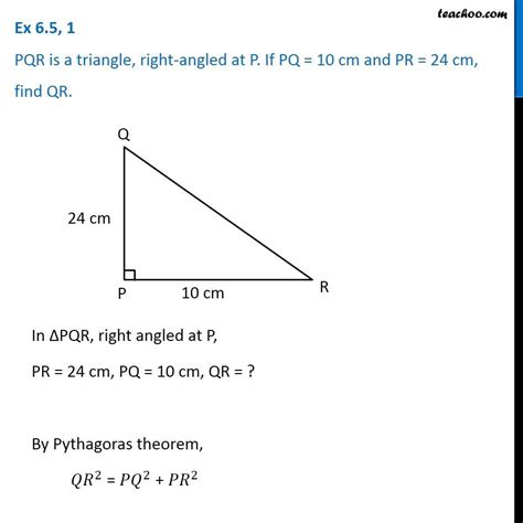 Ex 65 1 Pqr Is A Triangle Right Angled At P If Pq 10 Cm