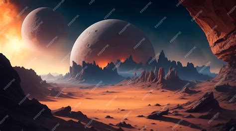 Paisaje Extraterrestre Paisaje De Planeta Alienígena En Un Espacio Profundo Devastador Foto