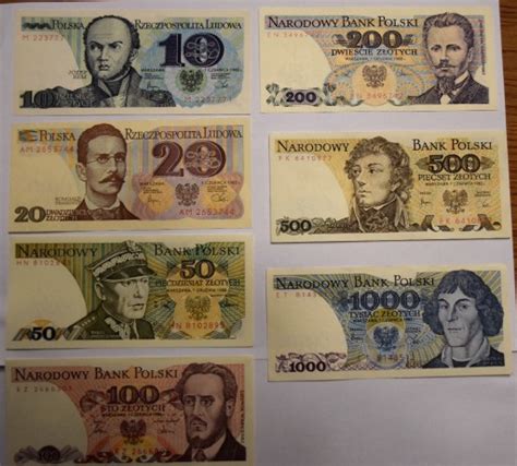 Zestaw Banknotów PRL od 10zł do 1000zł UNC Czechówka Kup teraz