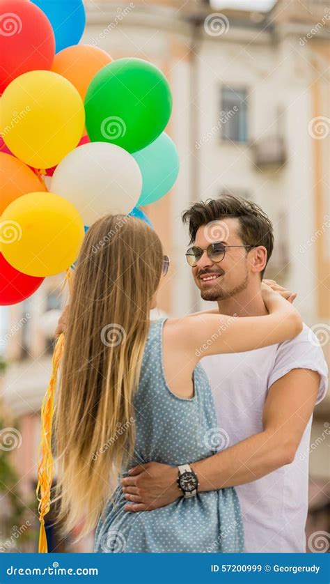 Young Couple With Balloons Stock Image Image Of Couple 57200999